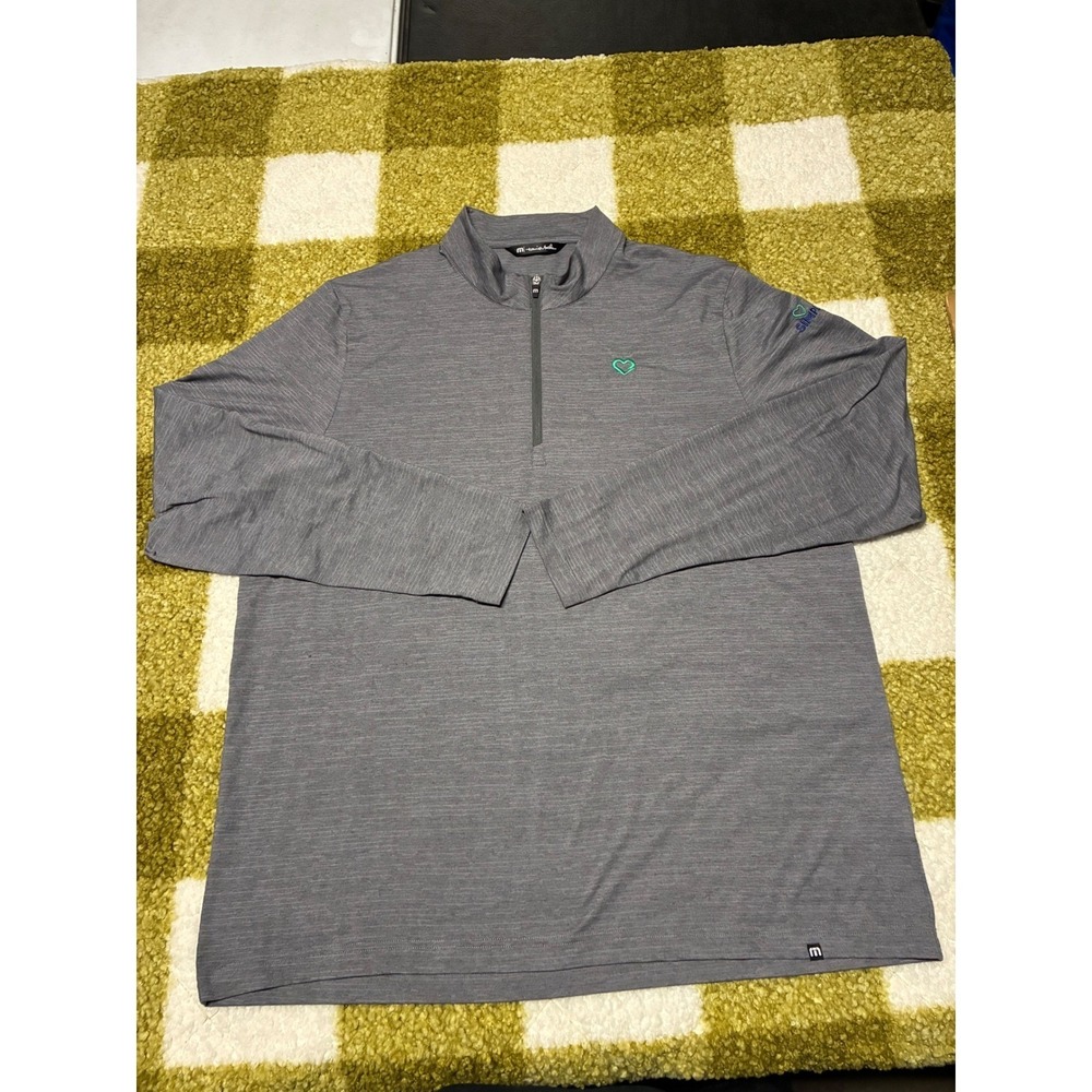 Travis Mathew Mens Gray Heart Logo 1/4 Zip Pullover Golf Shirt XXL